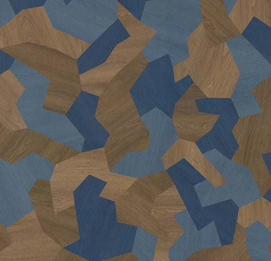 Sarlon Graphic Blue Shaped Wood