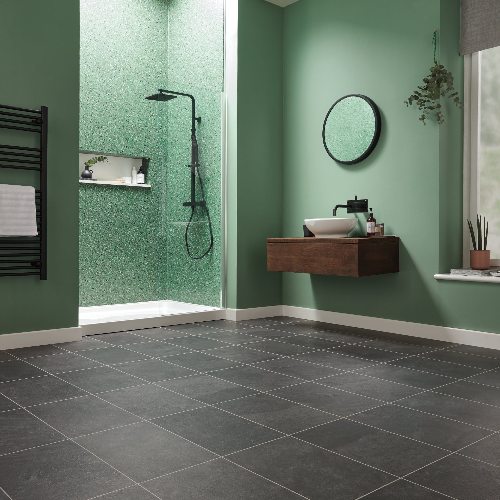 Karndean Knight Tile Black Riven Slate ST15 Vinyl Flooring