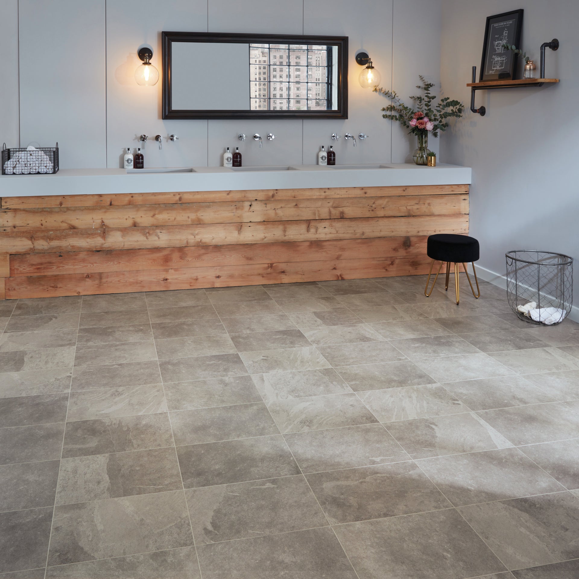 Karndean Knight Tile Grey Riven Slate ST16 Vinyl Flooring